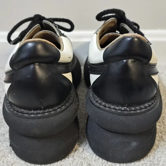 Vintage FLUEVOG Bunks Womens (9) 90s Black White Creeper Platform Rave Club - Picture 7 of 14